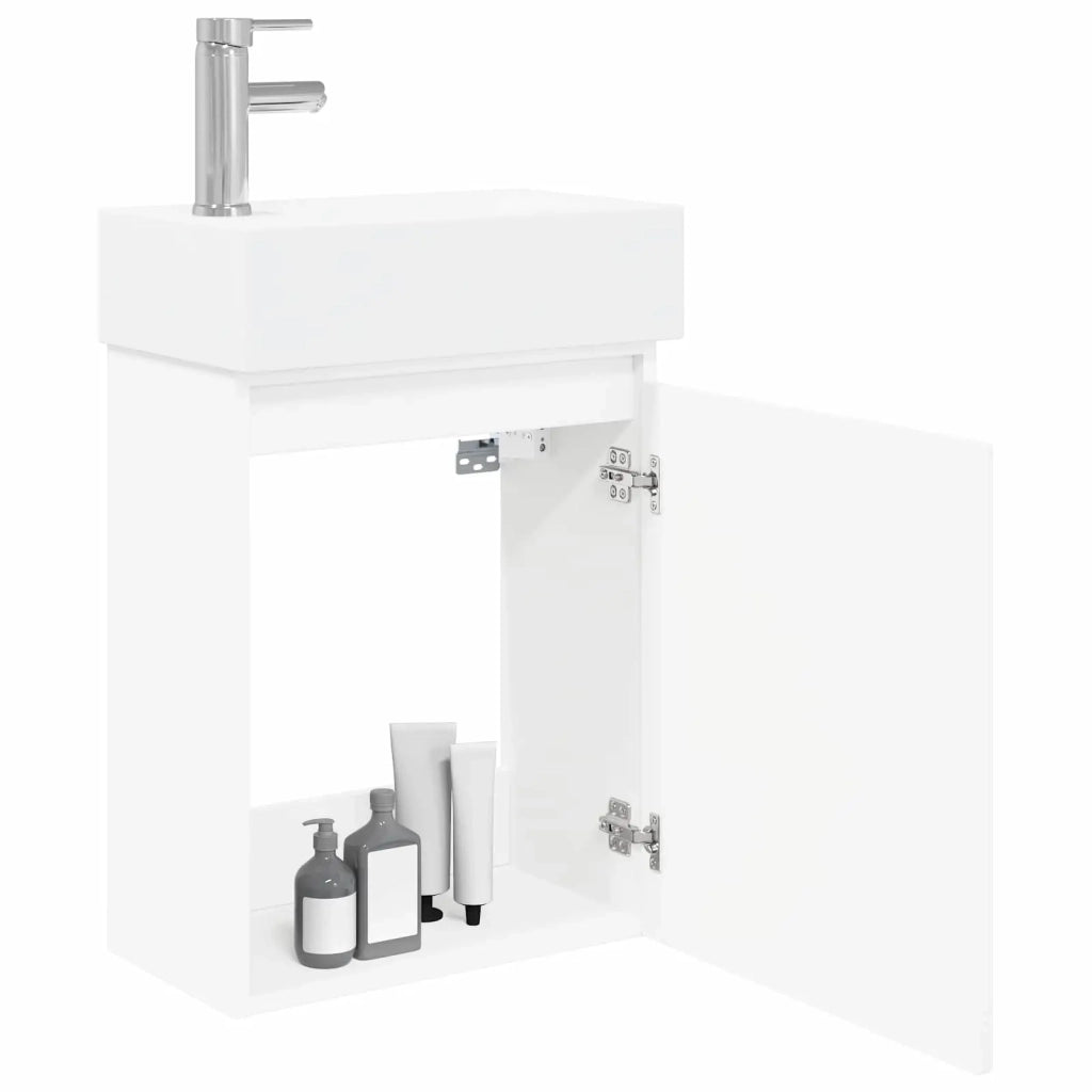 Mobile Bagno | Armadio da bagno con rubinetto Bianco 45,5 x 22,5 x 84 cm