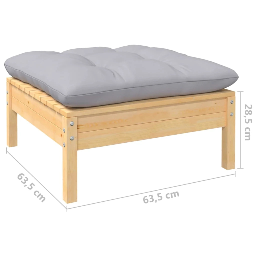 Set di mobili da giardino mobili da esterno 8 pezzi con cuscini grigi legno di pino massiccio 02_0017580