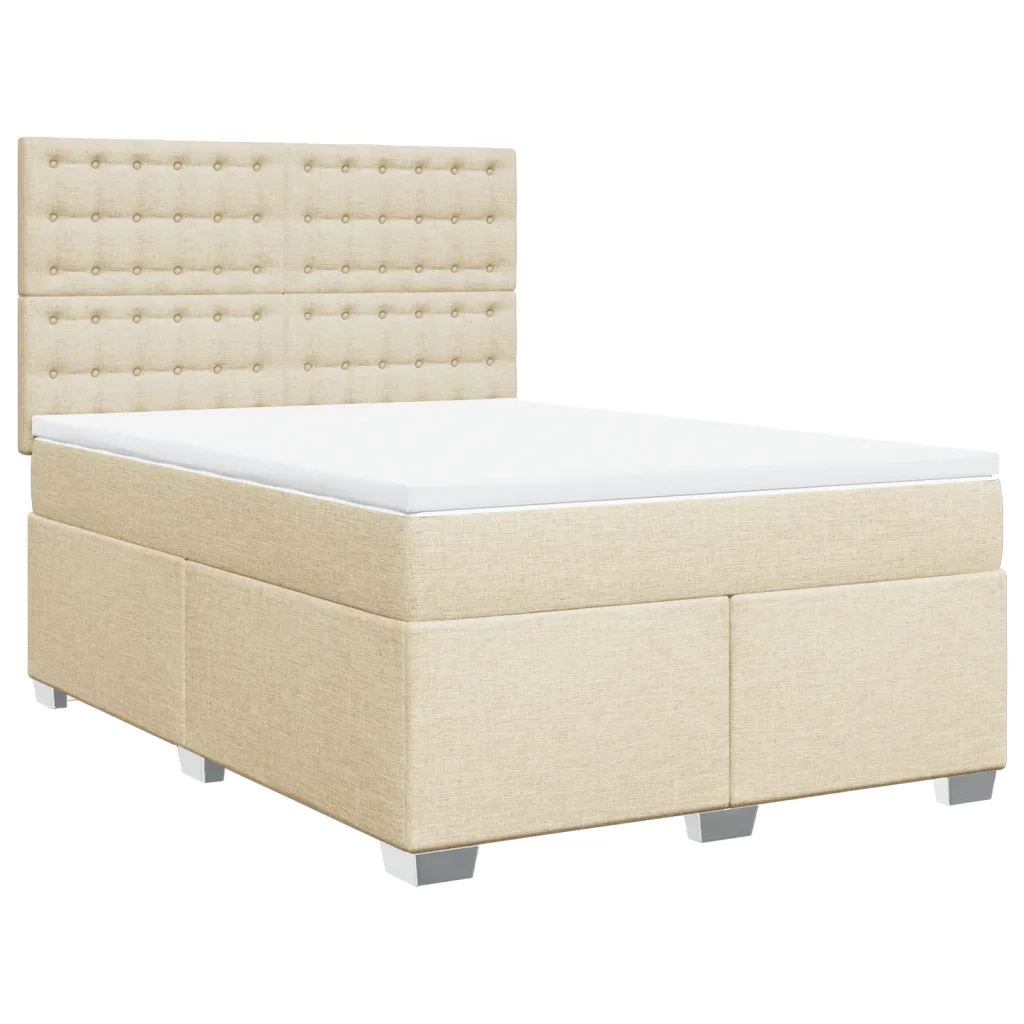 Giroletto a Molle con Materasso Crema 160x200 cm in Tessuto 3290558