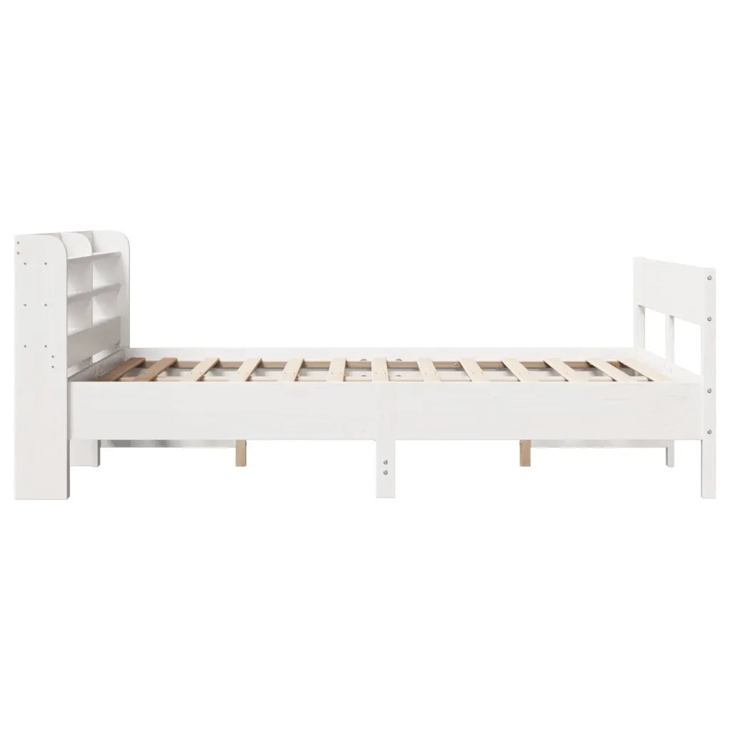 Letto senza Materasso-Struttura Letto Bianco 140x190 cm Legno Massello di Pino 877235