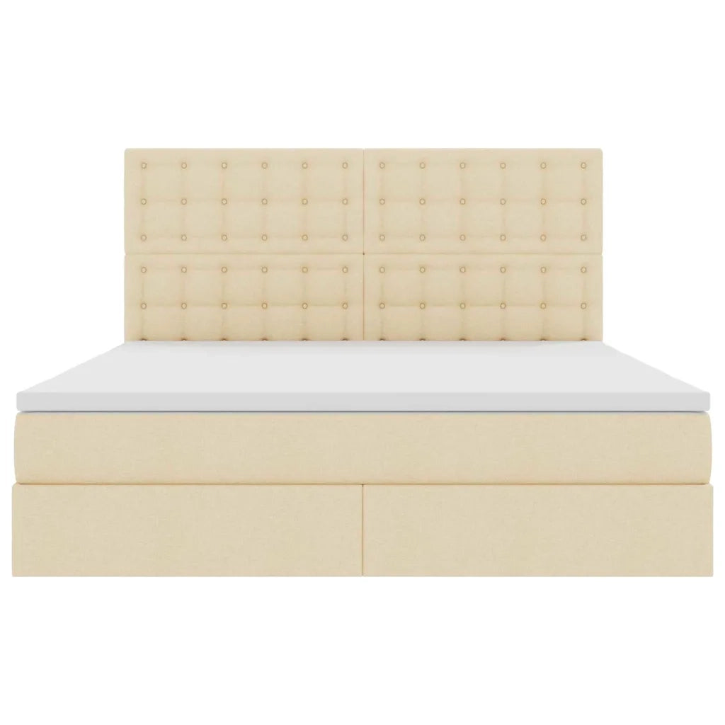 Letto con contenitore e materasso Crema 160 x 200 cm Poliestere