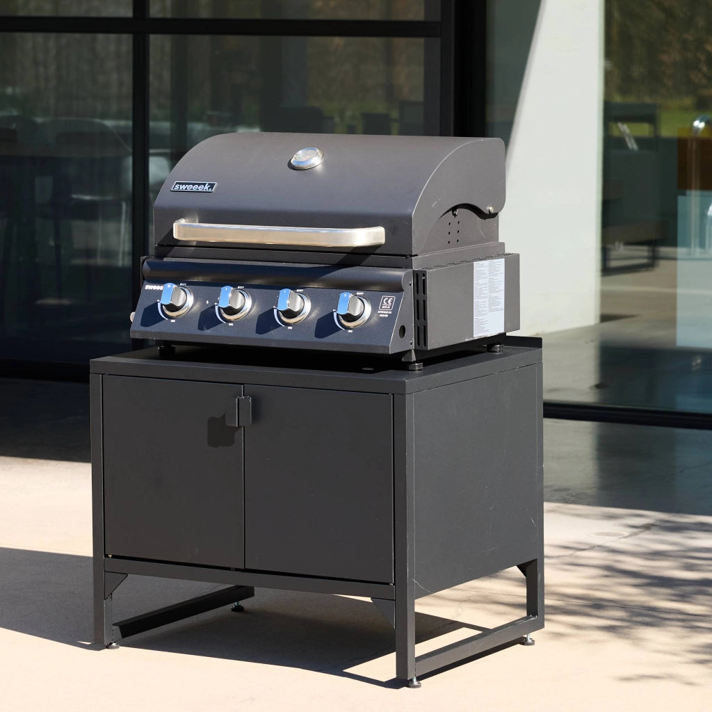 Cucina esterna in acciaio con 2 ante, 80cm, nero