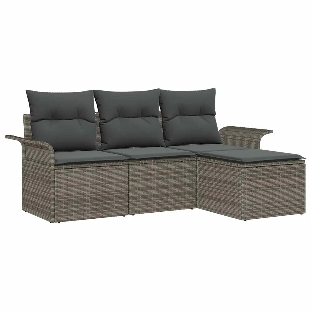 Set di divani con cuscino 4 pcs Grigio polyrattan 3345309