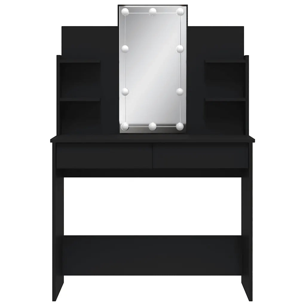 Toeletta | Tavolo da Trucco con Luci LED Nera 96x40x142 cm