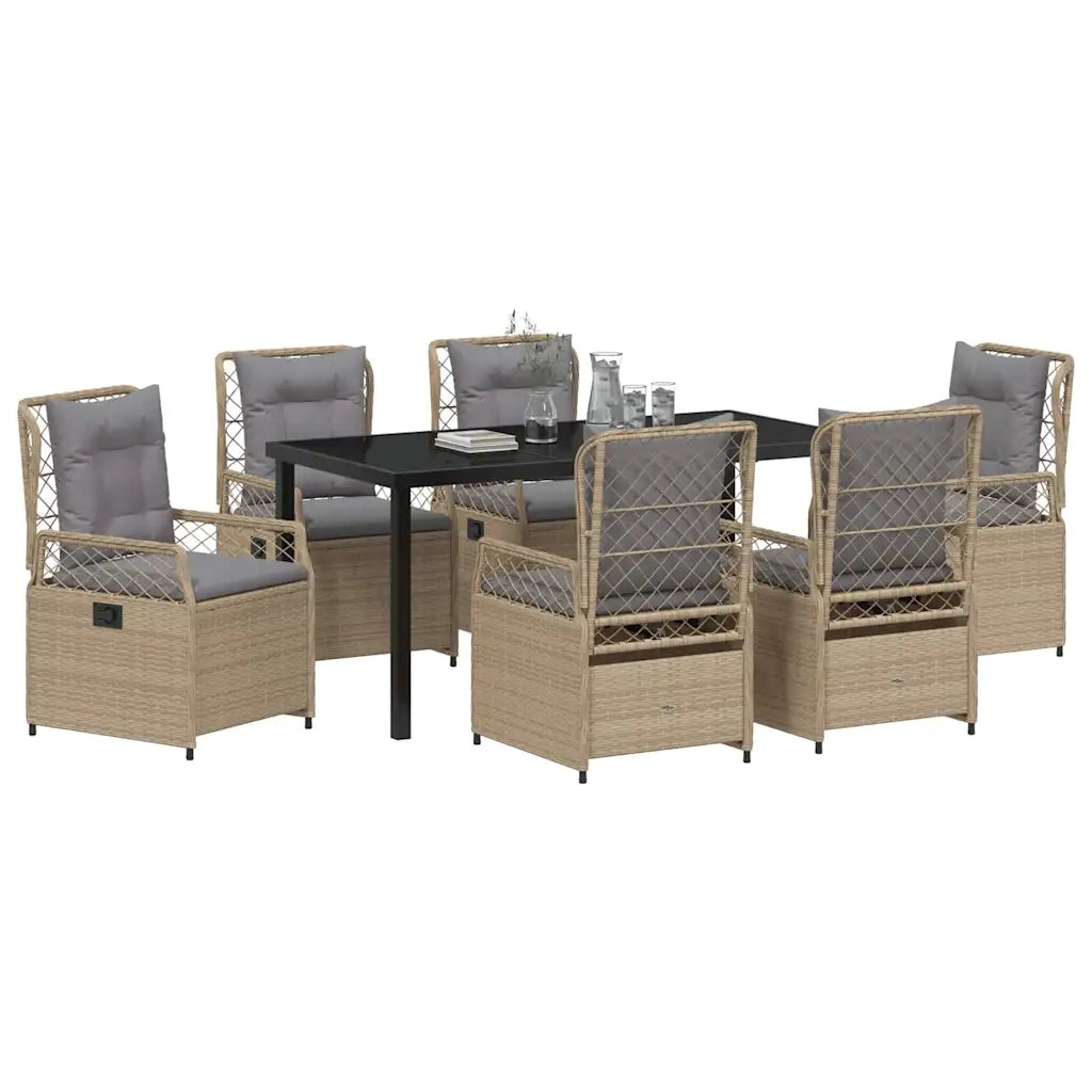 Set da Pranzo per Giardino 7 pcs Beige e Grigio Chiaro