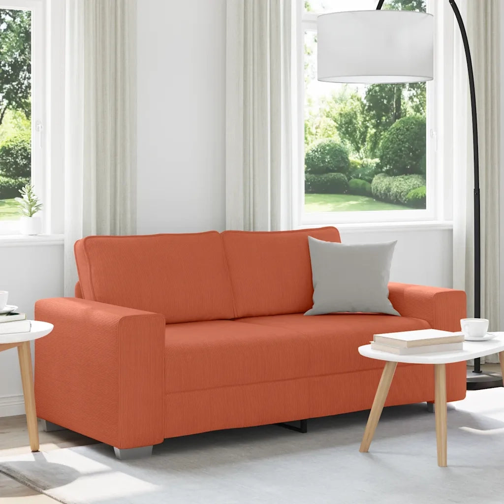 Divano Divanetto-Sofa Rosso Arancione 140 cm Tessuto Velluto a Coste