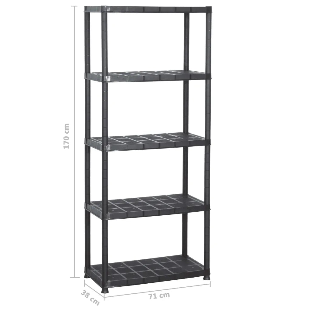 Scaffale a 5 Ripiani Nero 71x38x170 cm in Plastica 147684