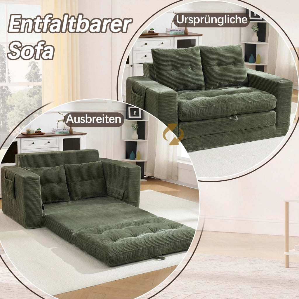 Divano 2 Posti con Braccioli Allargati e Tasche Laterali ¨C MINIMAL ¨C Verde