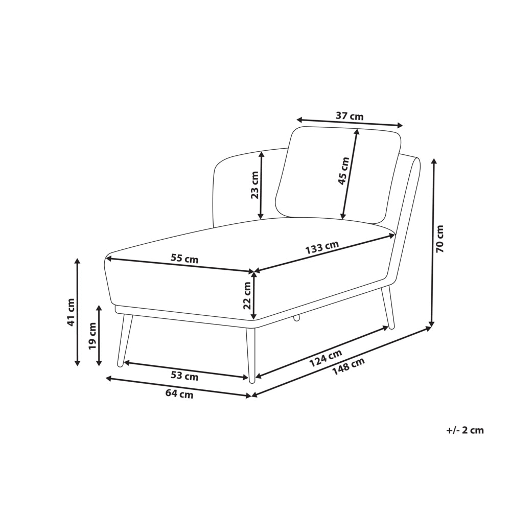 Chaise longue con cuscino in tessuto blu lato destro stile retrò