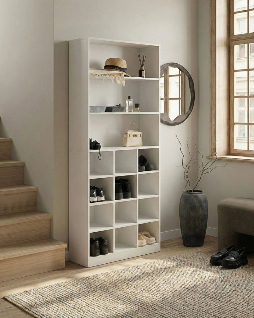 Scarpiera in MDF bianco con scomparti per scarpe
