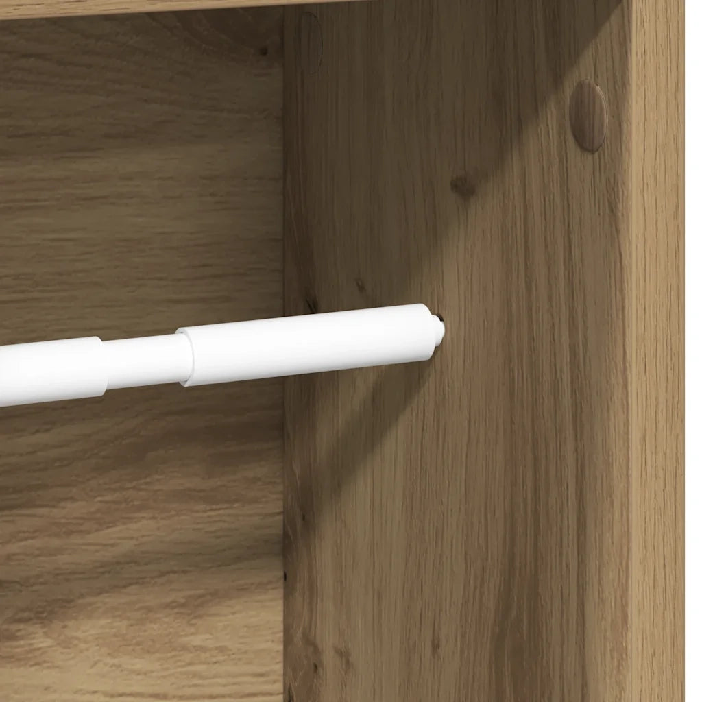 Mobiletto da bagno con portarotolo finitura rovere artigianale 20,5x20x90 cm 858514