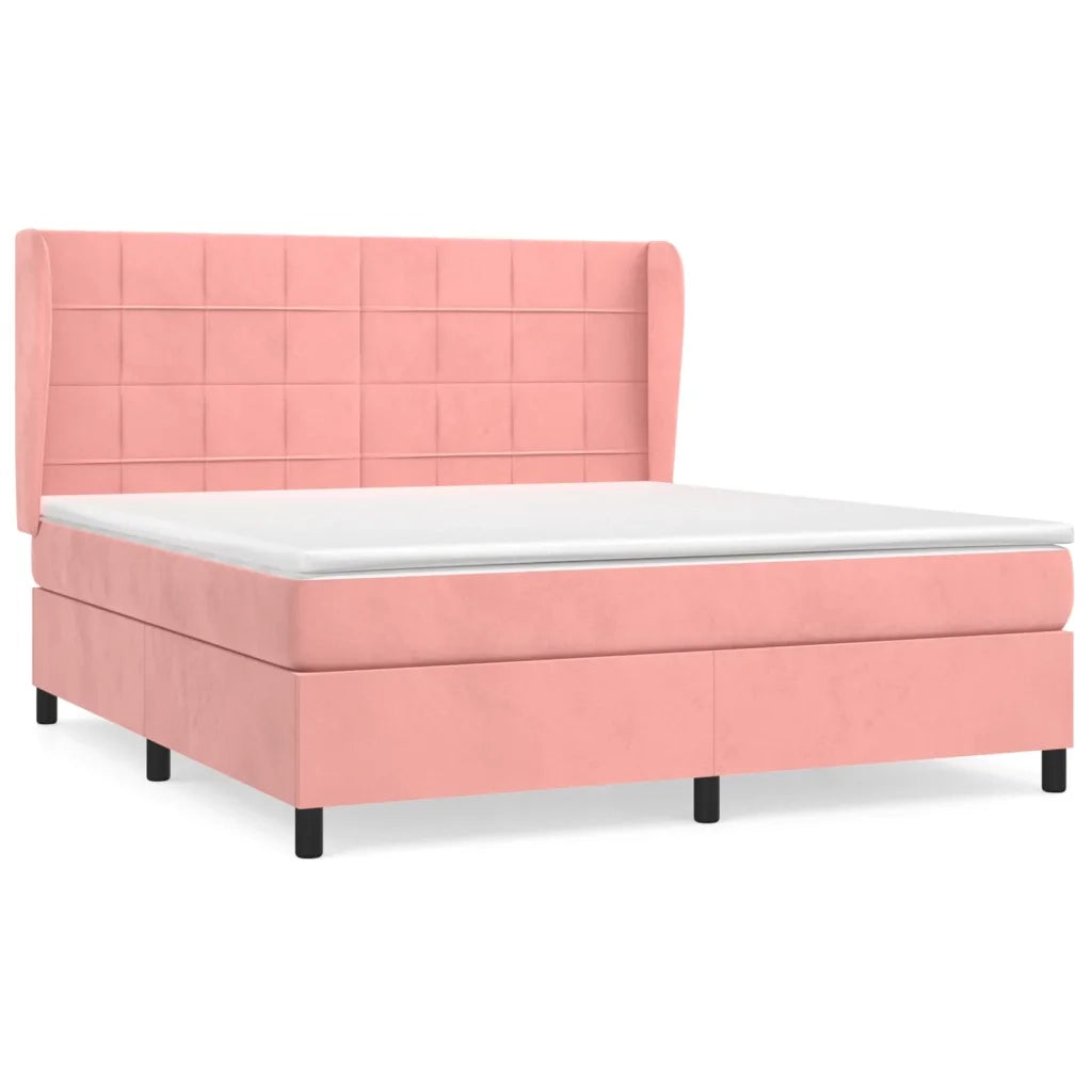 Giroletto a Molle con Materasso Rosa 180x200 cm in Velluto 3129230