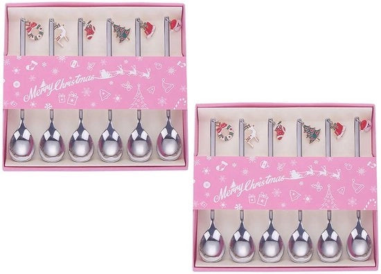 Set di Cucchiai in Acciaio Inossidabile per Dessert - Colore Argento - 12 Pezzi