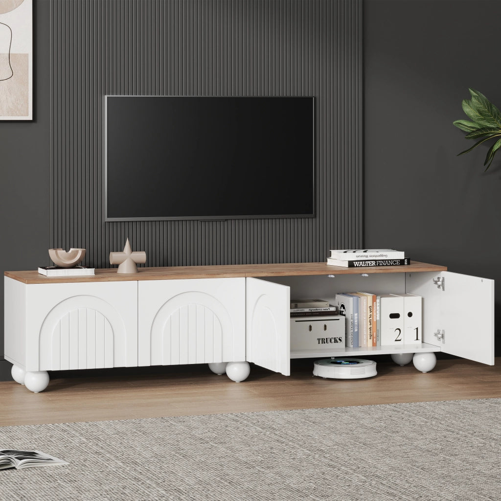 Cassettiera TV bianca e rovere MDF lunghezza 180 cm