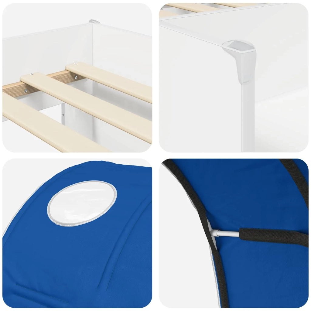 Letto con Tunnel 3 pz Bianco e Blu Legno ingegnerizzato 3423559