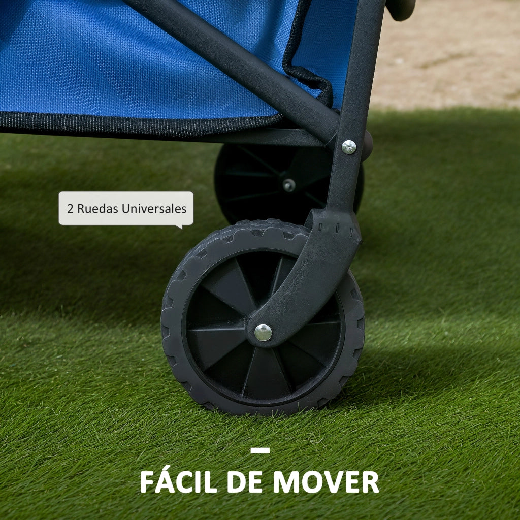 Carrello da Giardino Pieghevole con Ruote ¨C Zephmum ¨C Blu 64x42x27 cm