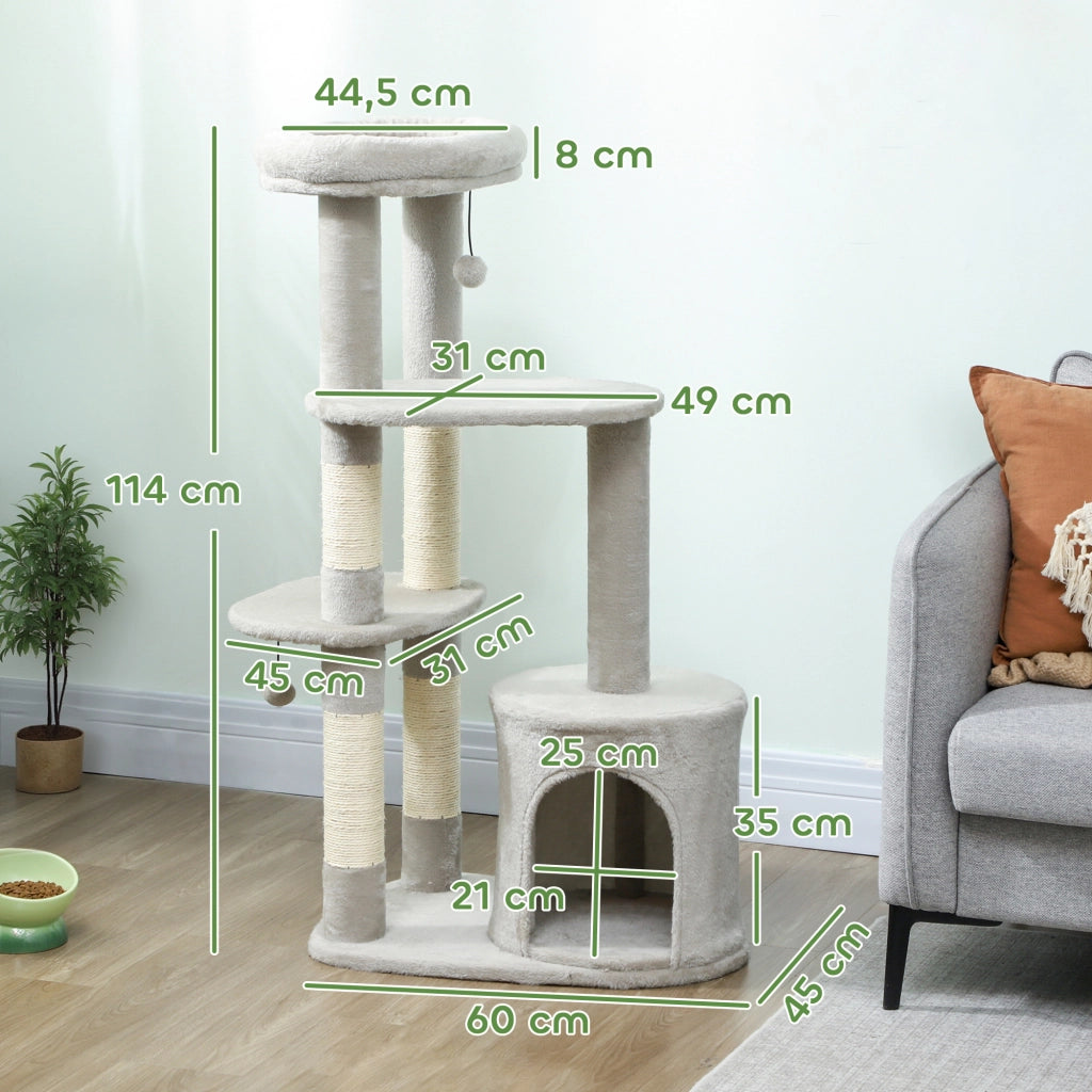 Albero tiragraffi per gatti ¨C Minimal ¨C Grigio chiaro 114 cm
