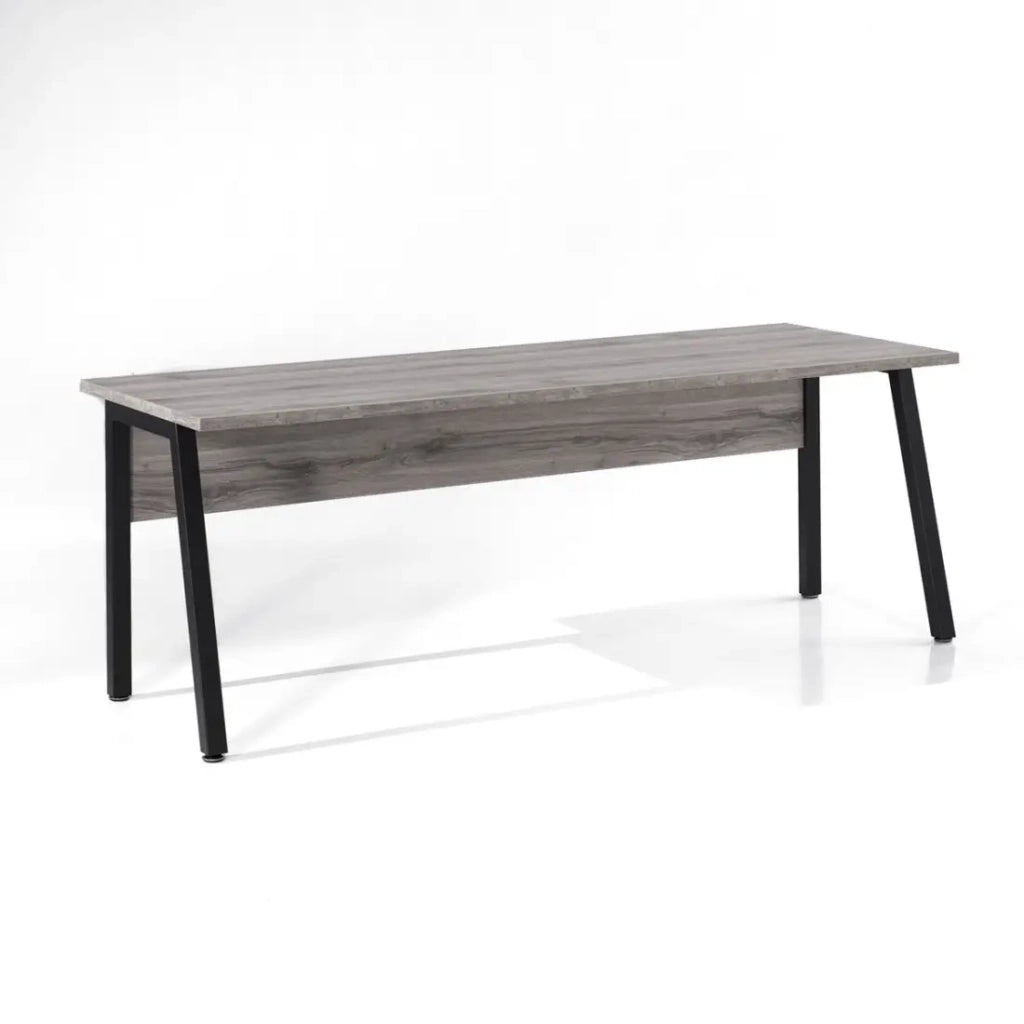 Scrivania professionale retta 200 cm SOON – Rovere grigio Sherman e nero – Grande scrivania di design