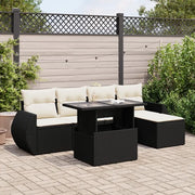 Set Divano da Giardino 6 pz con Cuscini Nero in Polyrattan 3326617