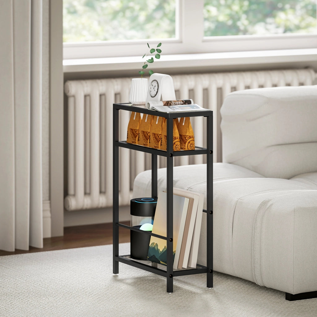 Libreria a scaffali con ripiani in vetro ¨C zephmum ¨C nero 18 cm
