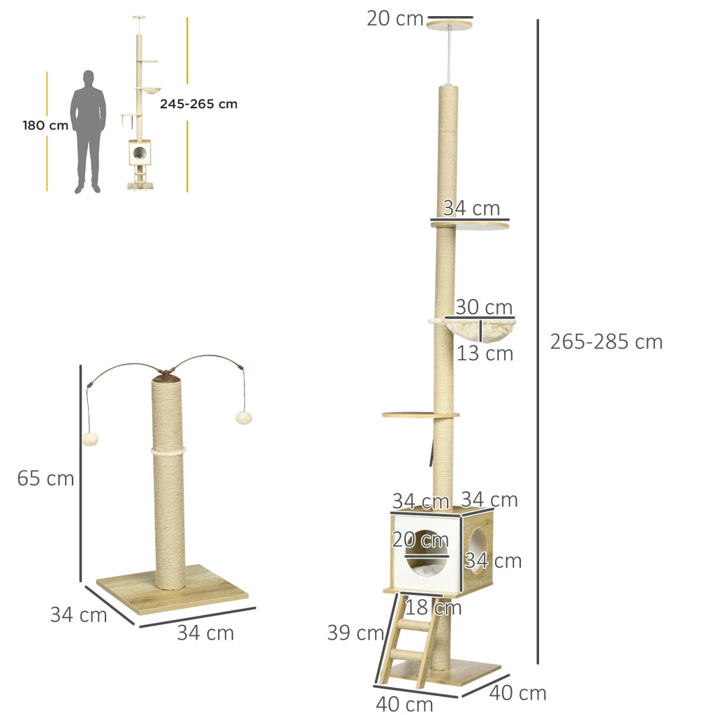 Albero per Gatti ¨C Minimal ¨C Beige 40x40x225-285 cm