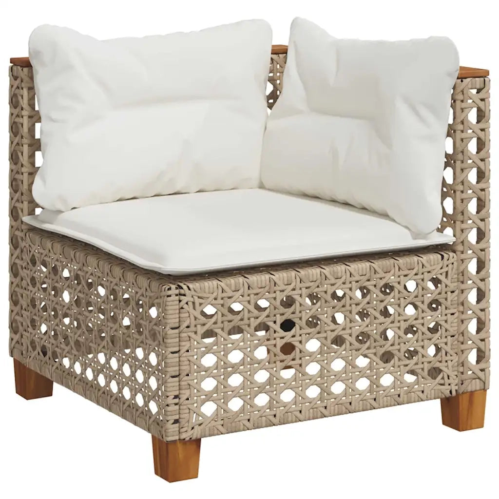 Set Divano da Giardino 9 pz con Cuscini Beige in Polyrattan 3261772