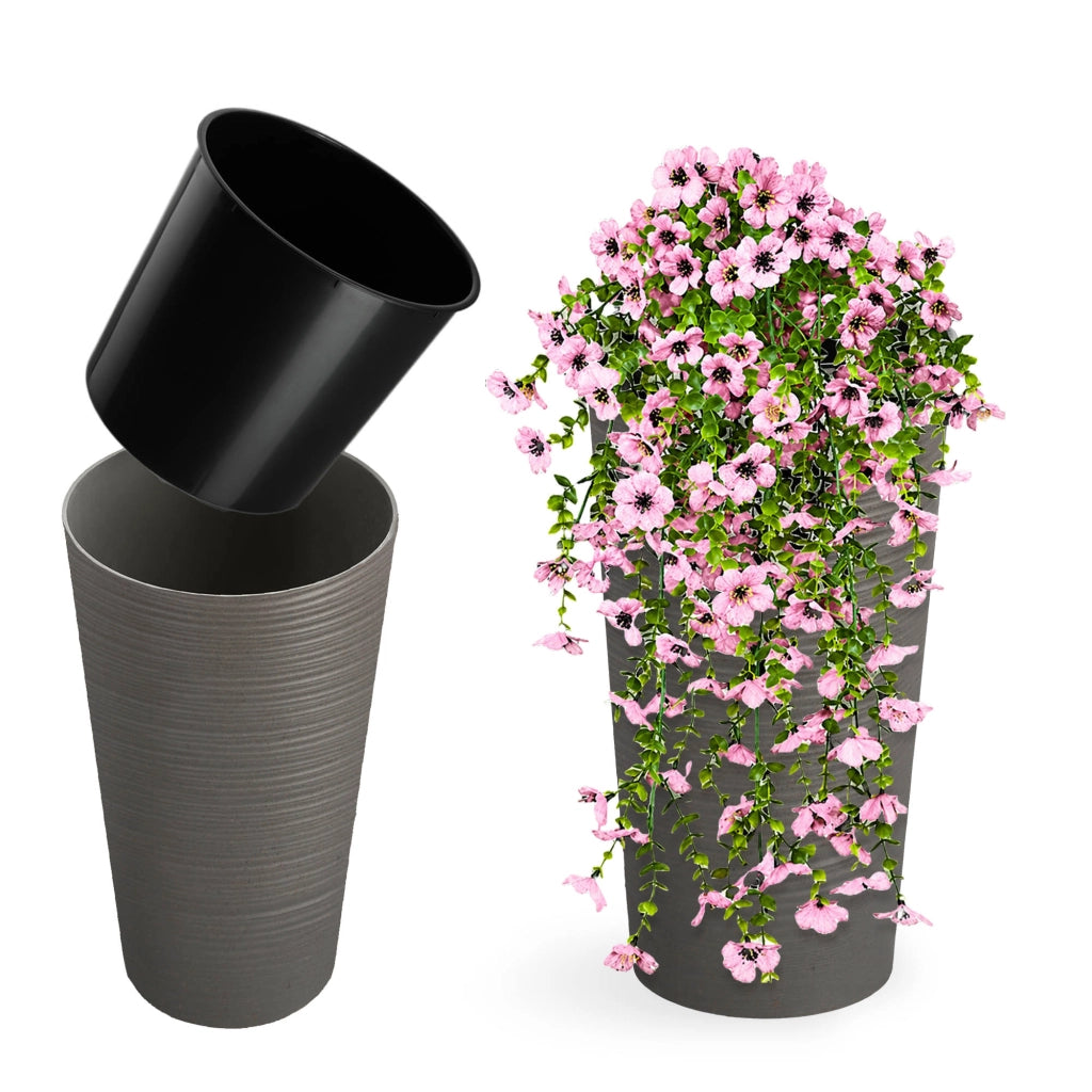 Vaso da fiori KADAX, coprivaso, alto, 57 cm, con inserto, per soggiorno, grigio