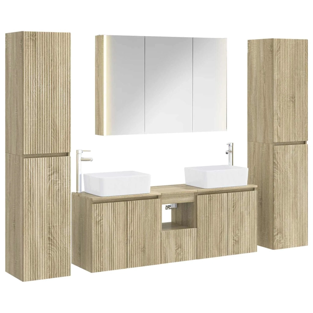 Set di mobili per il bagno 6 pz Rovere Sonoma 3407233