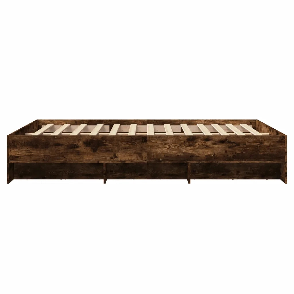 Letto matrimoniale | Letto per adulti | Giroletto senza Materasso Rovere Fumo 140x200 cm in Truciolato