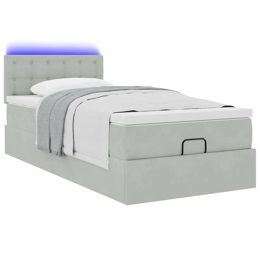 Struttura Letto Pouf con Materasso 90x200 cm in Velluto 3312740