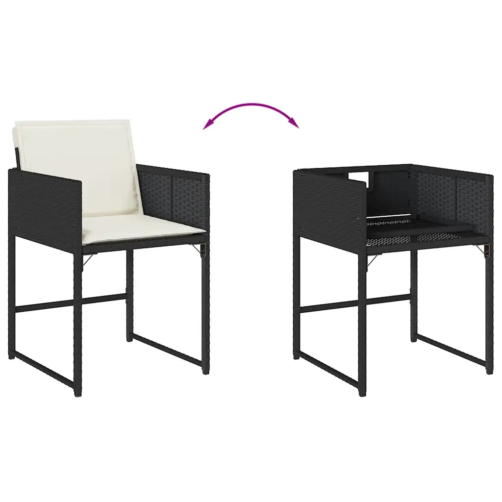 Set da Pranzo da Giardino 15 pz con Cuscini Nero in Polyrattan 3278186