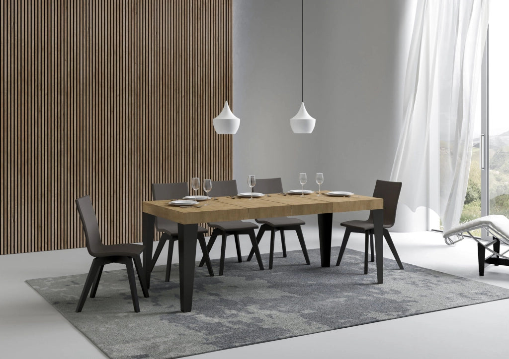 Tavolo allungabile 90x140/244 cm Flaris Premium Quercia Natura telaio Antracite