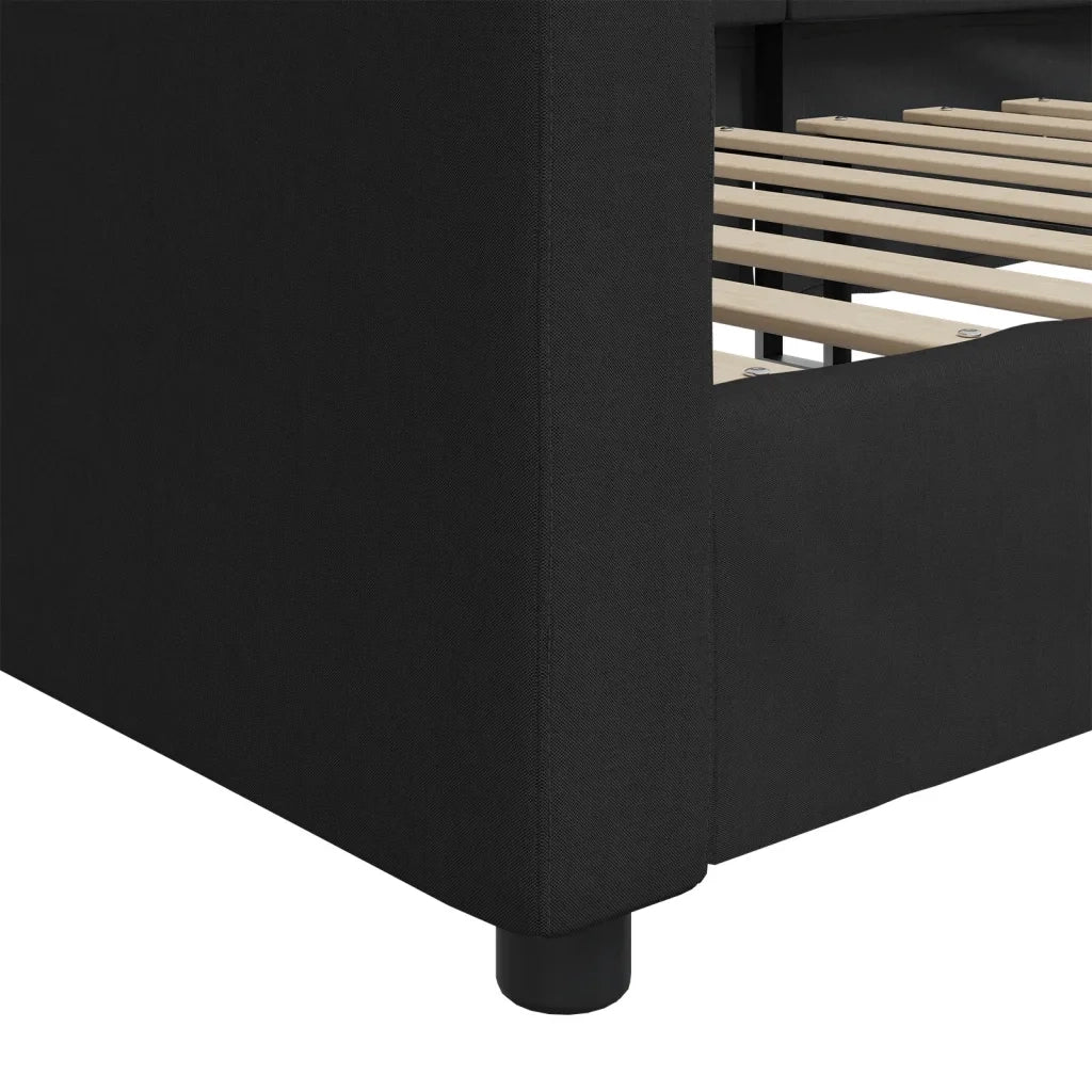 Letto da Giorno Nero 90x200 cm in Tessuto 354113