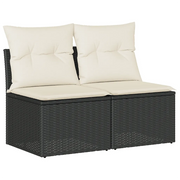 Set Divani da Giardino con Cuscini 2 pz | Set Salotto da Giardino Nero Polyrattan Acacia