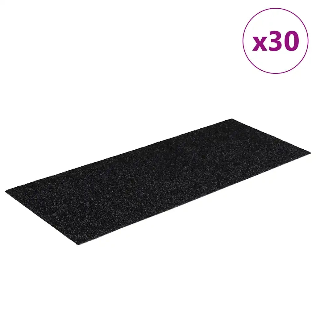 Tappetini per scale autoadesivi 30 pz 60x25 cm neri rettangolari 3365705