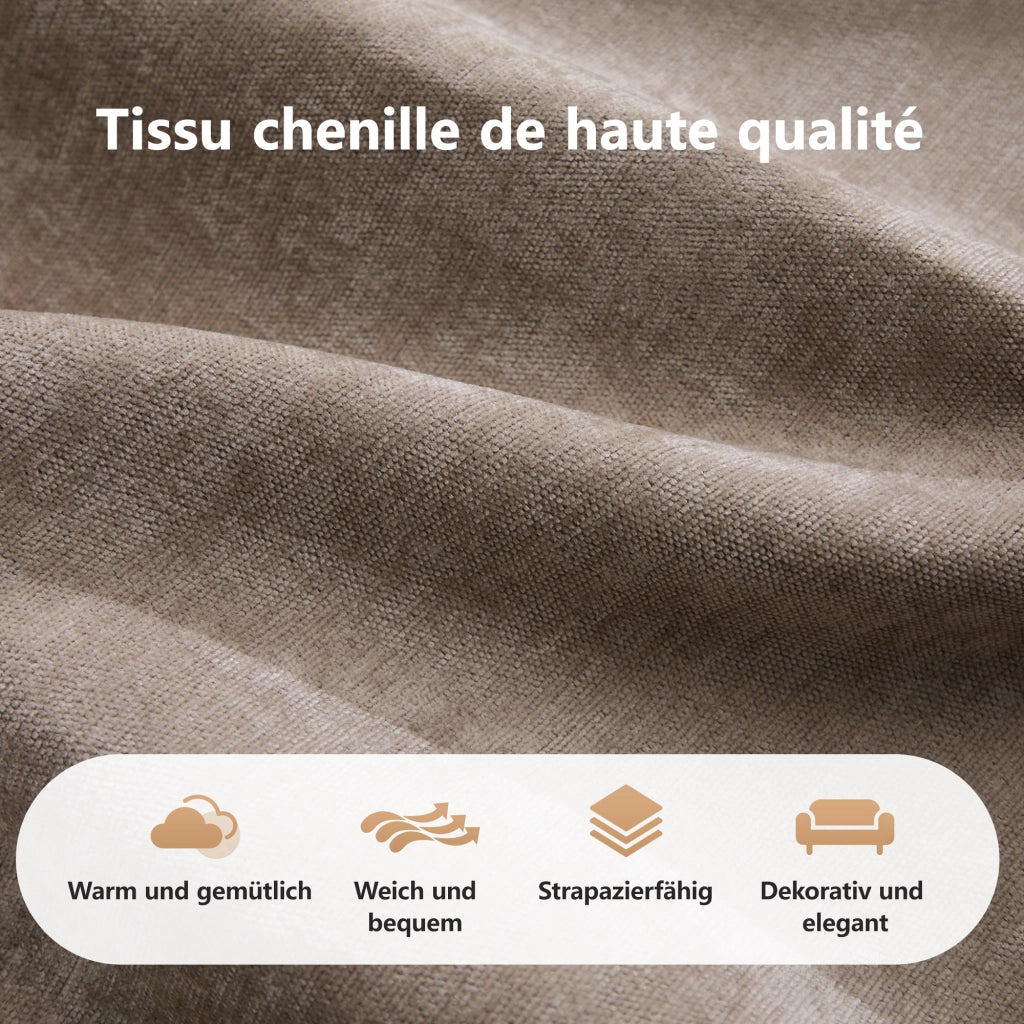 Divano 3 Posti Modulare ¨C Xylo ¨C Tessuto Chenille, Marrone, Senza Montaggio