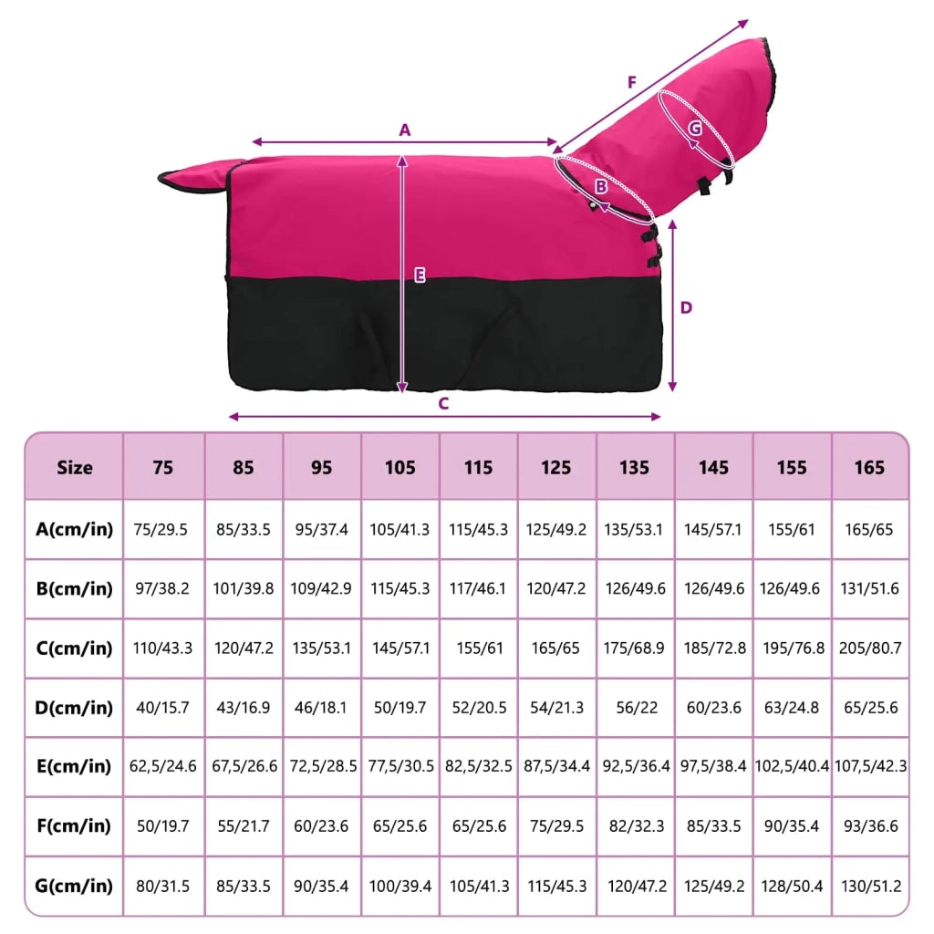 Coperta per Cavalli Rosa e Nero 165 cm Poliestere 42013156