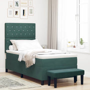 Letto a molle con materasso Verde scuro 100 x 200 cm Velluto