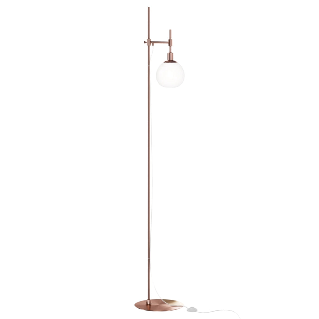 Lampada terra Maytoni Erich in rame sfera bianca E14