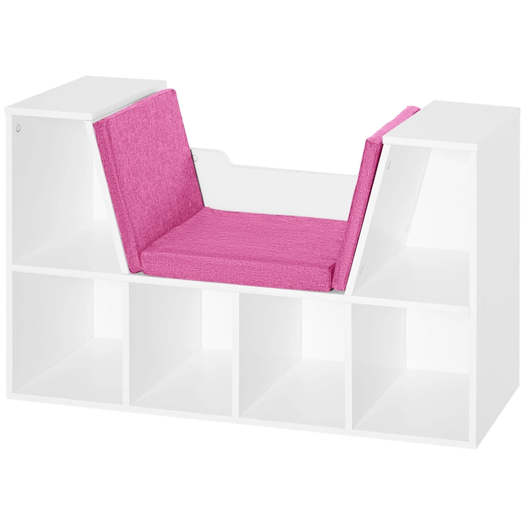 Libreria con Seduta e 6 Cubi ¨C Minimal ¨C 102x30x61 Bianco e Rosa