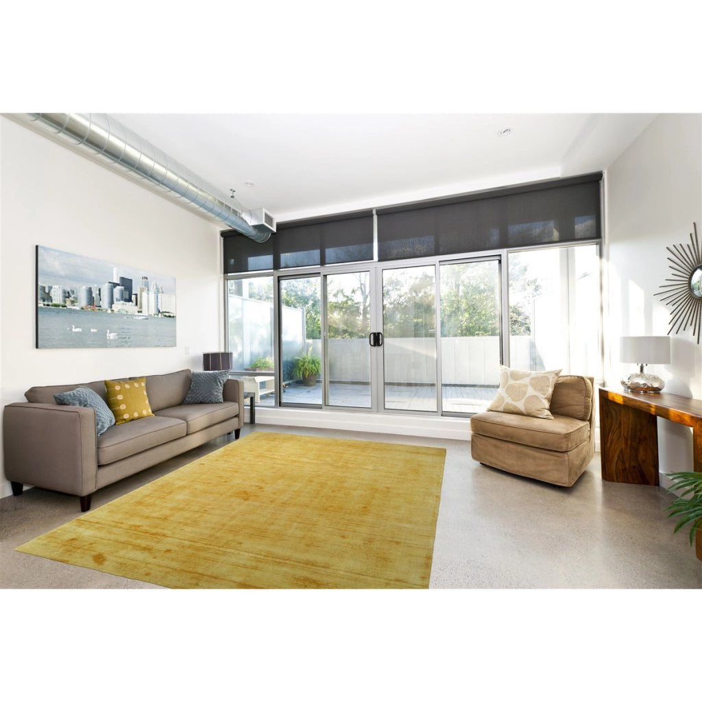 Tappeto di design Luxury 110 in viscosa gialla 80x150 cm