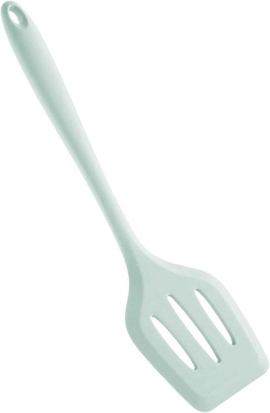 Spada in silicone con canale e design solido per pesce, uova, pancake - lunga e con trattamento antiaderente - verde