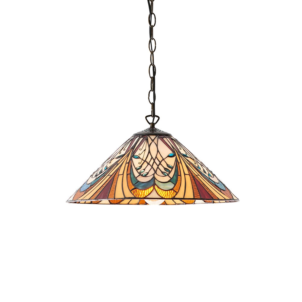 Lampada a sospensione Tiffany cono vetro Hector E27 60W