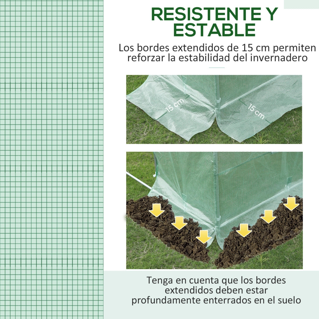 Serra in Plastica 3x2x2 m ¨C Minimal ¨C Verde con 6 Finestre e Porta Avvolgibile