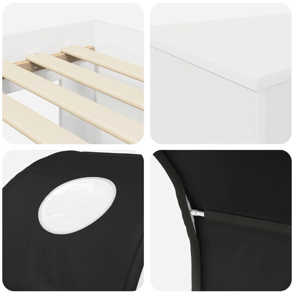 Letto con Tunnel 3 pz Bianco e Nero Legno ingegnerizzato 3423514