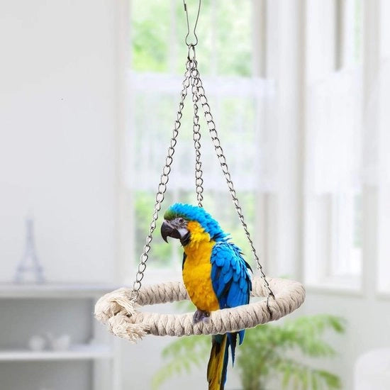 Attrezzo per arrampicata in cotone - Accessorio per uccelli da voliera - Ideale per pappagalli e pappagalletti - Materiale sicuro e duraturo - Colore bianco - Giocattolo per uccelli da voliera