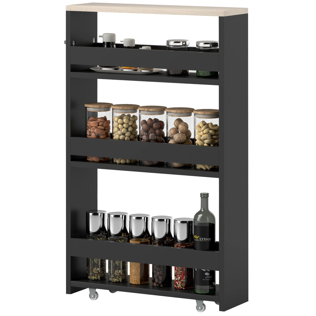 Carrello mobile con 3 ripiani ¨C Minimal ¨C 48x15x80 cm nero