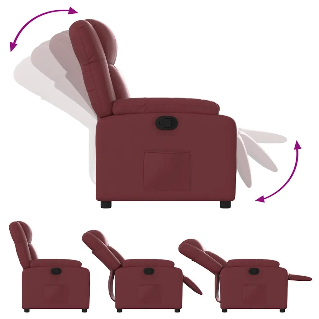 Poltrona Reclinabile Rosso Vino in Similpelle 373526