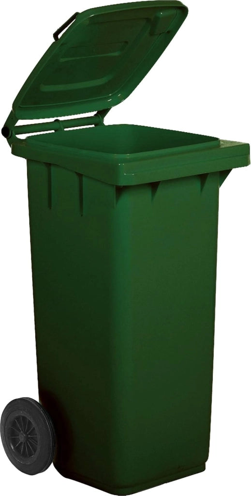 BIDONE PER LA RACCOLTA DIFFERENZIATA 120 lt CARRELLATO Colore verde per uso esterno (UNI EN 840)