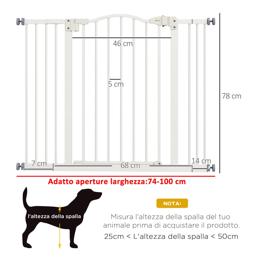 Cancelletto per Cani Estensibile ¨C Minimal ¨C Bianco, Metallo e Plastica, 74-100x78 cm